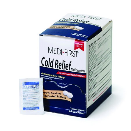 Medique Products Cold and Cough Relief Medi-First® 325 mg - 5 mg - 200 mg - 5 mg Strength Tablet 2 per Pack