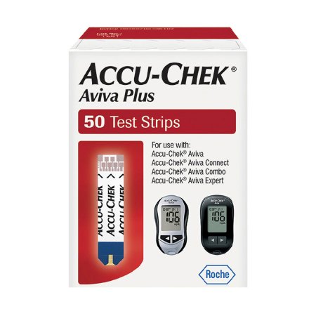 Roche Diabetes Care Blood Glucose Test Strips Accu-Chek® Aviva Plus 50 Strips per Box Tiny 0.6 microliter drop For Accu-Chek® Aviva Blood Glucose Meter