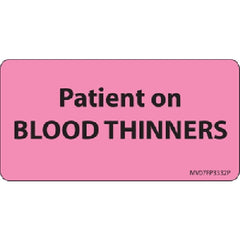 Precision Dynamics Pre-Printed Label MedVision® Auxiliary Label Pink Paper Patient on Blood Thiners Black Medication Instruction 1-1/2 X 2-15/16 Inch - M-789068-2959 - Roll of 1
