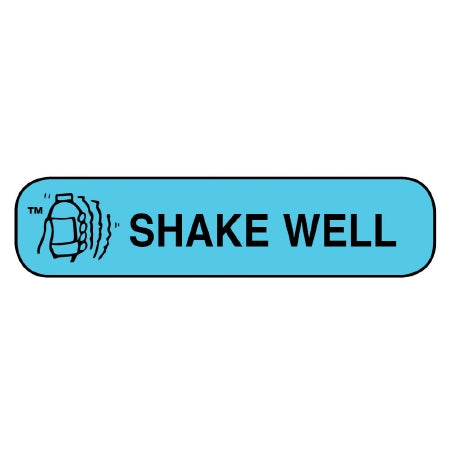 Apothecary Products Pre-Printed Label Apothecary Products® Auxiliary Label Blue Paper SHAKE WELL Black Safety and Instructional 3/8 X 1-9/16 Inch - M-793279-3822 - Box of 2