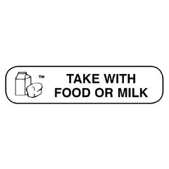 Apothecary Products Pre-Printed Label Apothecary Products® Auxiliary Label White Paper TAKE WITH FOOD OR MILK Black Safety and Instructional 3/8 X 1-9/16 Inch - M-793280-2328 - Box of 2