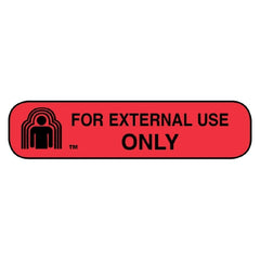 Apothecary Products Pre-Printed Label Apothecary Products® Auxiliary Label Red Paper FOR EXTERNAL USE ONLY Black Safety and Instructional 3/8 X 1-9/16 Inch - M-793281-1854 - Box of 2