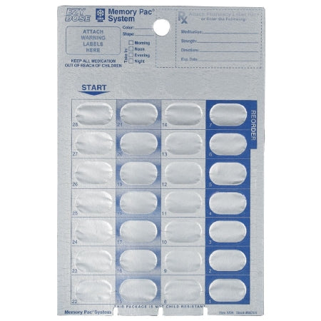 Apothecary Products CARD, MEMORY PAC MEDICINE 28DAY CT (500/CS)