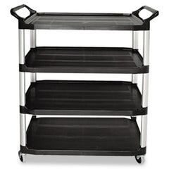 Rubbermaid® Commercial Open Sided Utility Cart, Four-Shelf, 40.63w x 20d x 51h, Black