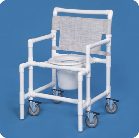 IPU Commode / Shower Chair ipu® Fixed Arm PVC Frame Mesh Back 28 Inch Seat Width