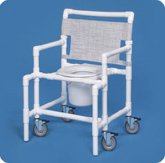 IPU Commode / Shower Chair ipu® Fixed Arm PVC Frame Mesh Back 28 Inch Seat Width