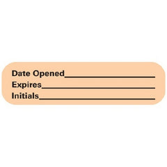 Precision Dynamics Pre-Printed / Write On Label MedVision® Communication Fill In Orange Paper Date Opened/expires/initials Black Quality Control Label 3/8 X 1-7/16 Inch - M-793813-3163 - Roll of 1