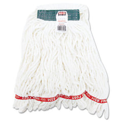 Rubbermaid® Commercial Web Foot Shrinkless Looped-End Wet Mop Head, Cotton/Synthetic, Medium, White