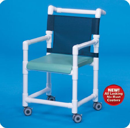 IPU Shower Chair ipu® Fixed Arm PVC Frame Mesh Back 21 Inch Seat Width