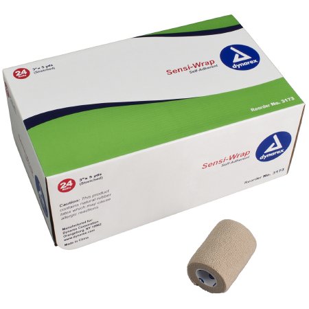 Dynarex Cohesive Bandage Sensi-Wrap 3 Inch X 5 Yard Standard Compression Self-adherent Closure Tan NonSterile