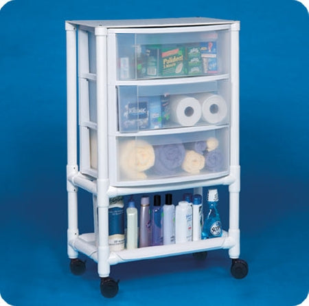 IPU Utility Cart PVC / Polypropylene 42 X 26.25 X 15.5 Inch White Drawers 7 H X 19 W X 15.5 D Inch , Shelf 26 X 16 Inch