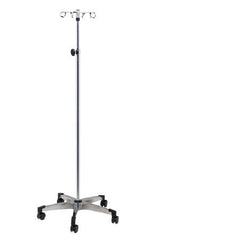 Clinton Industries IV Pole Ram Horn Hooks 4-Hook 4 Legs Cast Aluminum Base, Dual Wheel Casters, 23 Inch Base Diameter - M-796387-3050 - Each