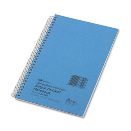 National® Single-Subject Wirebound Notebooks, 1 Subject, Medium/College Rule, Blue Cover, 7.75 x 5, 80 Sheets