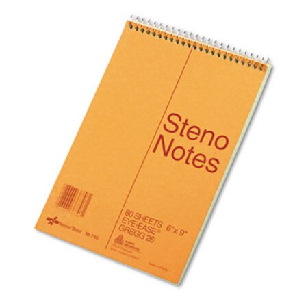 National® Standard Spiral Steno Book, Gregg Rule, 6 x 9, Eye-Ease Green, 80 Sheets