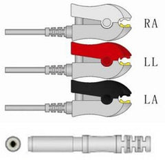 Sage Services Group ECG Leadset Sage Services DIN 3-Lead, Grabber, Unshielded, 0.9m