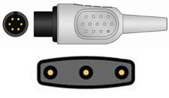Sage Services Group ECG Trunk Cable Sage Services 6-Pin Connector Monitor Side, 3 Lead, 2.2m