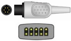 Sage Services Group ECG Trunk Cable Sage Services 6-Pin Connector Monitor Side, 3/5-Lead Shielded, 3.0 m