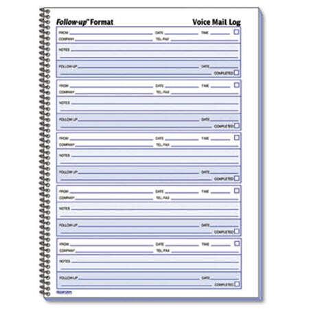 Rediform® Voice Mail Wirebound Log Books, 8 x 10 5/8, 500 Sets/Book