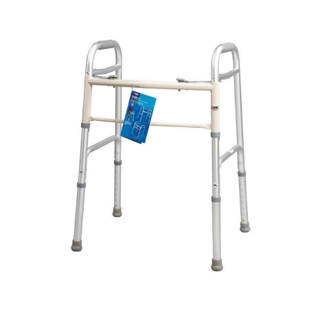 Apex-Carex Healthcare Dual Release Folding Walker Adjustable Height Carex® Aluminum Frame 300 lbs. Weight Capacity 30 to 37 Inch Height