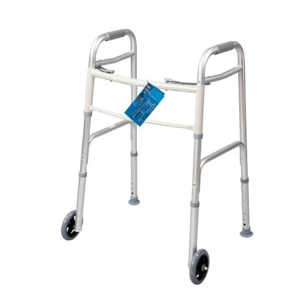 Apex-Carex Healthcare Dual Release Folding Walker Adjustable Height Carex® Aluminum Frame 300 lbs. Weight Capacity 31-3/4 to 37-3/4 Inch Height