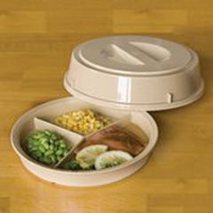 Patterson Medical Supply Partitioned Scoop Dish Beige Reusable Polycarbonate 8-1/2 Inch Diameter