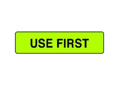 Shamrock Scientific Pre-Printed Label Instructional Label Chartreuse USE FIRST Black Quality Control Label 5/16 X 1-1/4 Inch - M-798763-4789 - Roll of 1