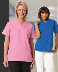Fashion Seal Uniforms Scrub Shirt Medium Pewter 2 Pockets Short Set-In Sleeve Female