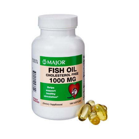Major Pharmaceuticals Omega 3 Supplement Major® Fish Oil 1000 mg Strength Capsule 100 per Bottle