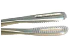 Medgyn Products Obstetrical Forceps MedGyn Stubblefield 15 Inch Surgical Grade Stainless Steel NonSterile NonLocking Finger Ring Handle Slightly Curved 14 mm Serrated Fenestrated Oval Jaws - M-800358-4728 - Each