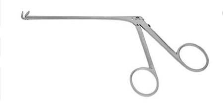V. Mueller Nasal Forceps V. Mueller® Struempel-Voss 4-1/8 Inch Length Surgical Grade Stainless Steel NonSterile NonLocking Finger Ring Handle Angled up 45° Oval Fenestrated Cups - M-800561-3708 - Each