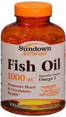 US Nutrition Omega 3 Supplement Sundown Naturals® Fish Oil 1000 mg Strength Softgel 200 per Bottle