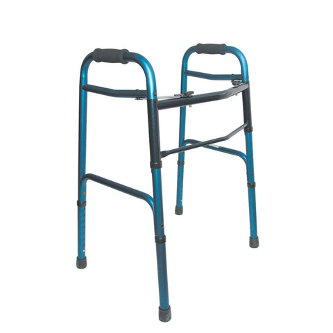 DMI Lightweight Folding Walker with Two Button Release, Blue/Blue Ice AM-802-1044-0100