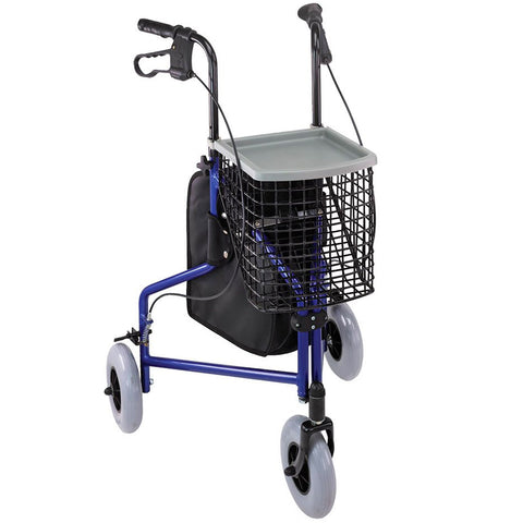 DMI 3-Wheel Folding Aluminum Rollator Walker, Royal Blue AM-802-2014-2100