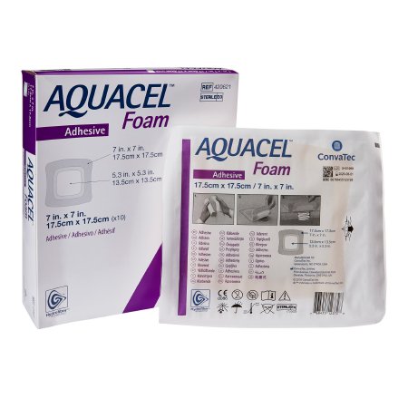 Convatec Silicone Foam Dressing Aquacel® 7 X 7 Inch Square Silicone Adhesive with Border Sterile