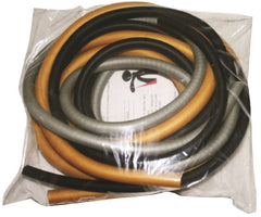 Fabrication Enterprises Exercise Resistance Tubing Set CanDo® Low Powder PEP™ Pack Black / Silver / Gold 6 Foot Length X-Heavy to 3X-Heavy Resistance