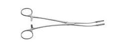 V. Mueller Uterine Forceps V. Mueller® Fletcher-Van Doren 9-1/2 Inch Length Surgical Grade Stainless Steel NonSterile Ratchet Lock Finger Ring Handle Double Curved Narrow Serrated Fenestrated Oval Jaws - M-803607-3598 - Each