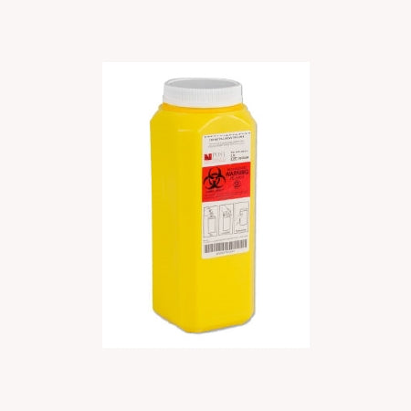 Post Medical Chemotherapy Waste Container Post™ 9-15/16 H X 3 W X 3 D Inch 0.5 Gallon Yellow Base / White Lid Vertical Entry Screw On Lid