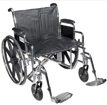 Drive Medical Bariatric Wheelchair drive™ Sentra EC Heavy Duty Dual Axle Full Length Arm Removable Padded Arm Style Black Upholstery 20 Inch Seat Width 450 lbs. Weight Capacity