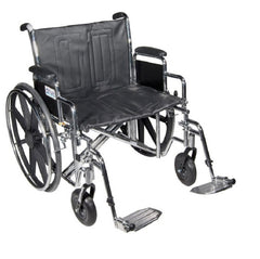 Drive Medical Bariatric Wheelchair drive™ Sentra EC Heavy Duty Dual Axle Full Length Arm Removable Padded Arm Style Black Upholstery 24 Inch Seat Width 450 lbs. Weight Capacity