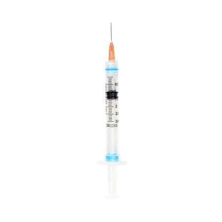 Sol-Millennium Medical Syringe with Hypodermic Needle Sol-Care™ 3 mL 25 Gauge 5/8 Inch Detachable Needle Retractable Needle