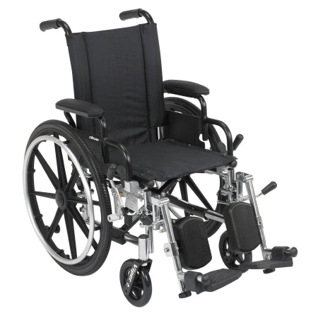 Drive Medical Lightweight Wheelchair drive™ Viper Dual Axle Desk Length Arm Flip Back / Removable Padded Arm Style Swing-Away Elevating Legrest Black Upholstery 14 Inch Seat Width 300 lbs. Weight Capacity