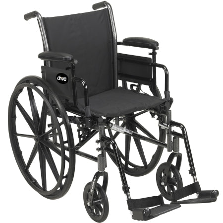 Drive Medical Lightweight Wheelchair drive™ Cruiser III Dual Axle Desk Length Arm Flip Back / Removable Padded Arm Style Black Upholstery 16 Inch Seat Width 300 lbs. Weight Capacity