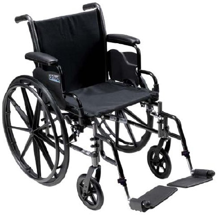 Drive Medical Lightweight Wheelchair drive™ Cruiser III Dual Axle Full Length Arm Flip Back / Removable Padded Arm Style Black Upholstery 16 Inch Seat Width 300 lbs. Weight Capacity