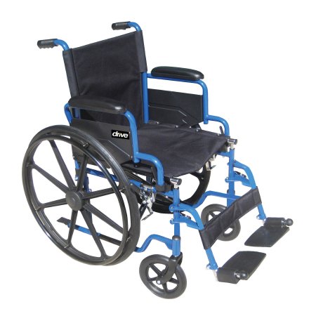 Drive Medical Wheelchair drive™ Blue Streak Desk Length Arm Flip Back / Padded Arm Style Swing-Away Footrest Black Upholstery 18 Inch Seat Width 250 lbs. Weight Capacity