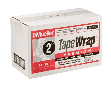 Mueller Sports Medicine Cohesive Bandage TapeWrap®Premium 2 Inch X 6 Yard Standard Compression Self-adherent Closure Black NonSterile