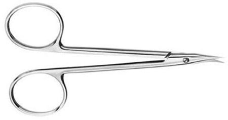 V. Mueller Stitch Scissors V. Mueller® 4-1/8 Inch Length Surgical Grade Stainless Steel NonSterile Finger Ring Handle Curved Blunt Tip / Blunt Tip - M-806978-3844 - Each