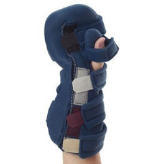 Patterson Medical Supply Finger / Thumb Contracture Splint SoftPro™ Grip Adult Medium Hook and Loop Strap Closure Left Hand Blue