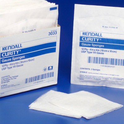 Cardinal USP Type VII Gauze Sponge Curity™ Gauze 12-Ply 4 X 4 Inch Square Sterile