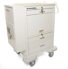Lakeside Manufacturing Medication Cart 25 X 32 X 46-1/4 Inch White, Silver Drawer Pull Color 2 Drawers, 3 Inch / 1 Drawer 9 Inch