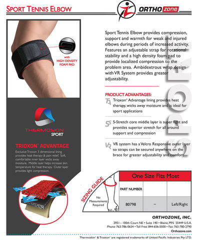 Orthozone Thermoskin Sport Tennis Elbow Brace, One Size - Black